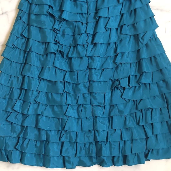NWT. The Limited Fully lined teal color strapless ruffle tiered dress. - Picture 7 of 8